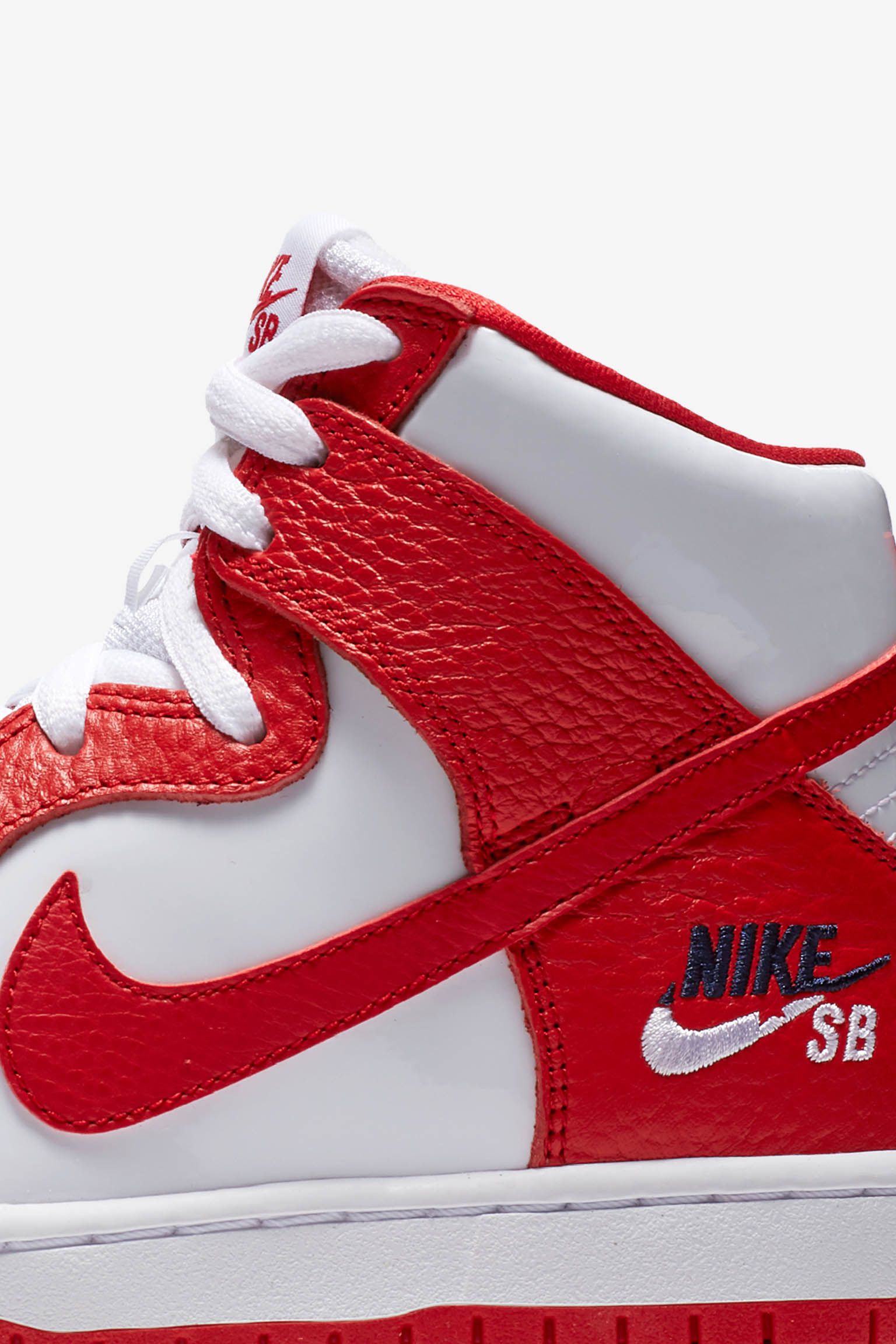 nike sb dunk high red and white