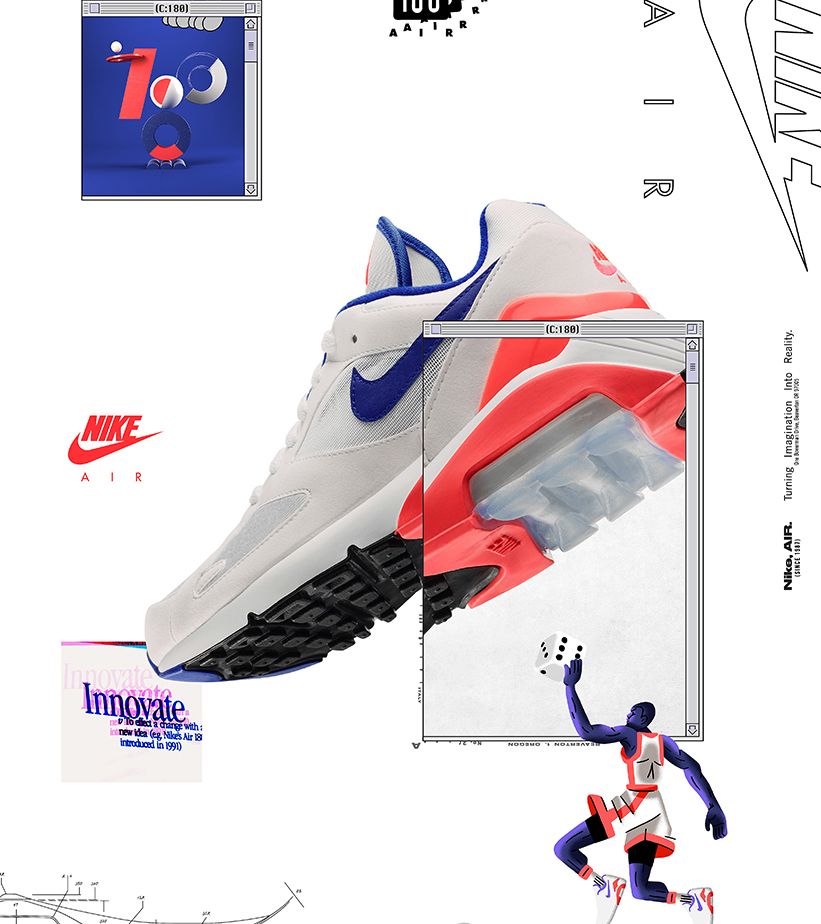 Lanceringsdato for Air Max 180 "White and Ultramarine and Solar Red"