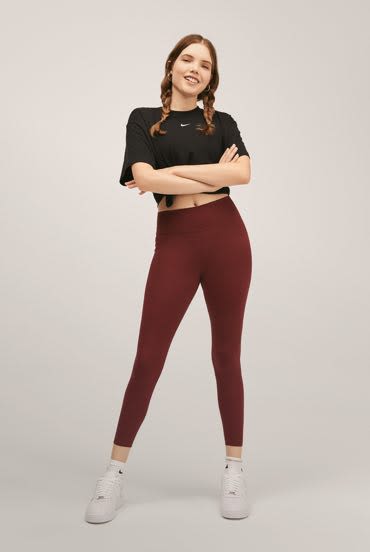 NIKE Women's ONE Luxe Mid-Rise Full Length Leggings NWT Maroon SIZE: SMALL