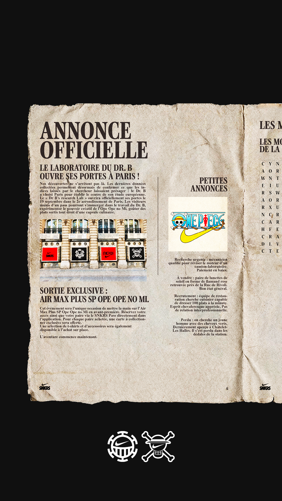 SNKRS gazette: Les fruit du démon débarquent à Paris