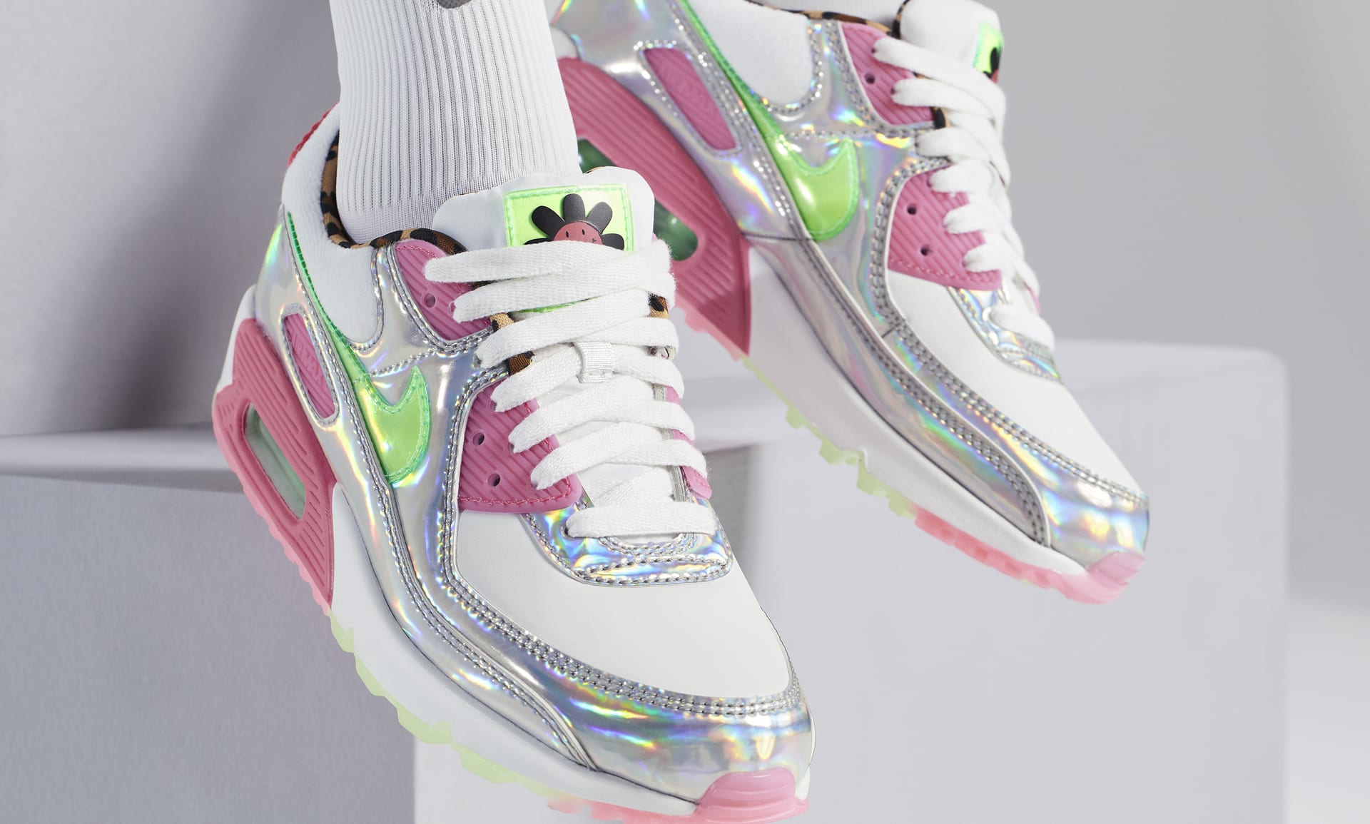 nike air max 90 iridescent multi colored sneakers
