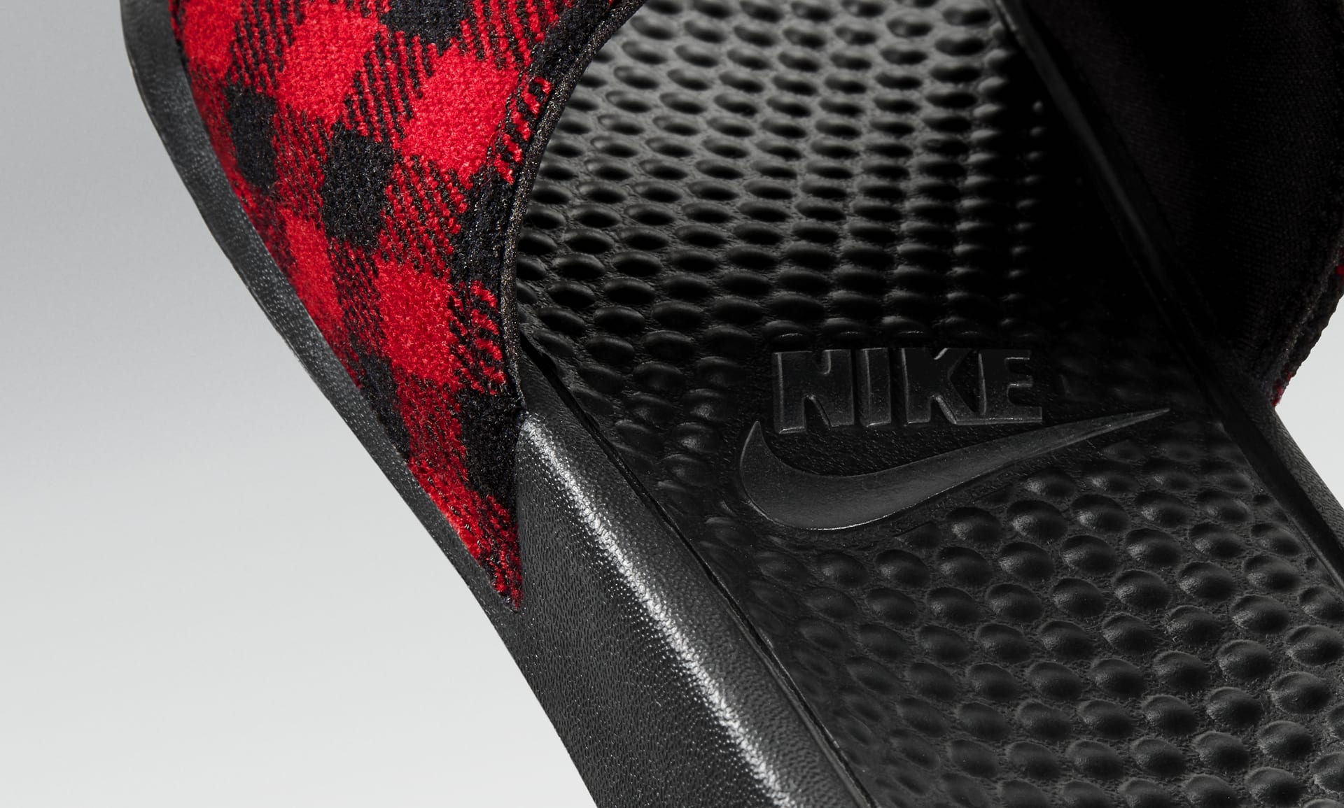 plaid nike slides