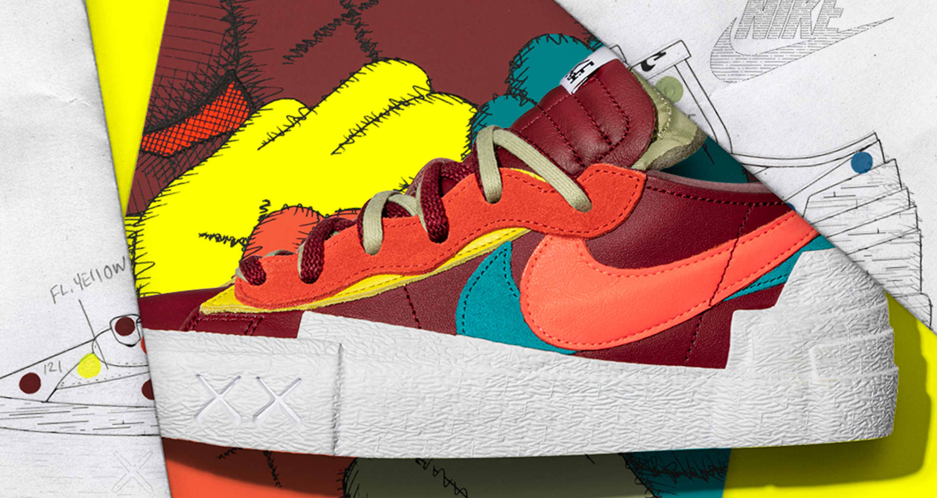 nike x sacai x kaws blazer low team red