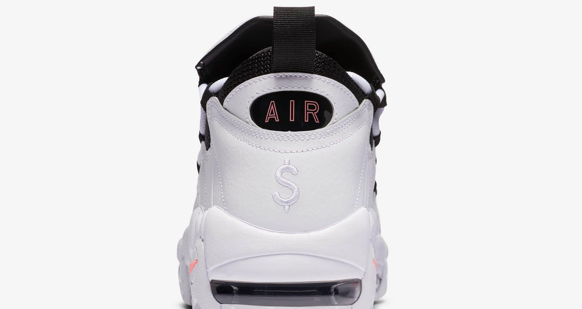 nike air more money white black coral