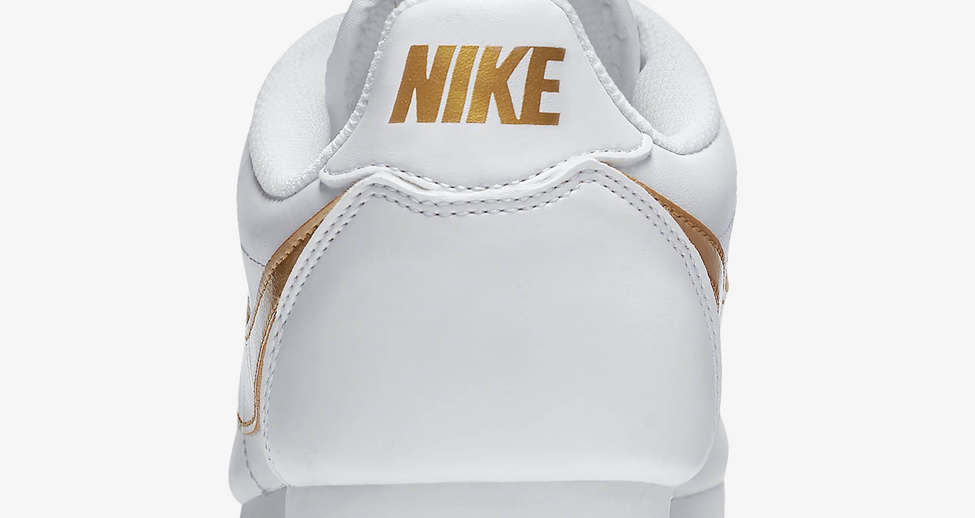 nike cortez white and gold