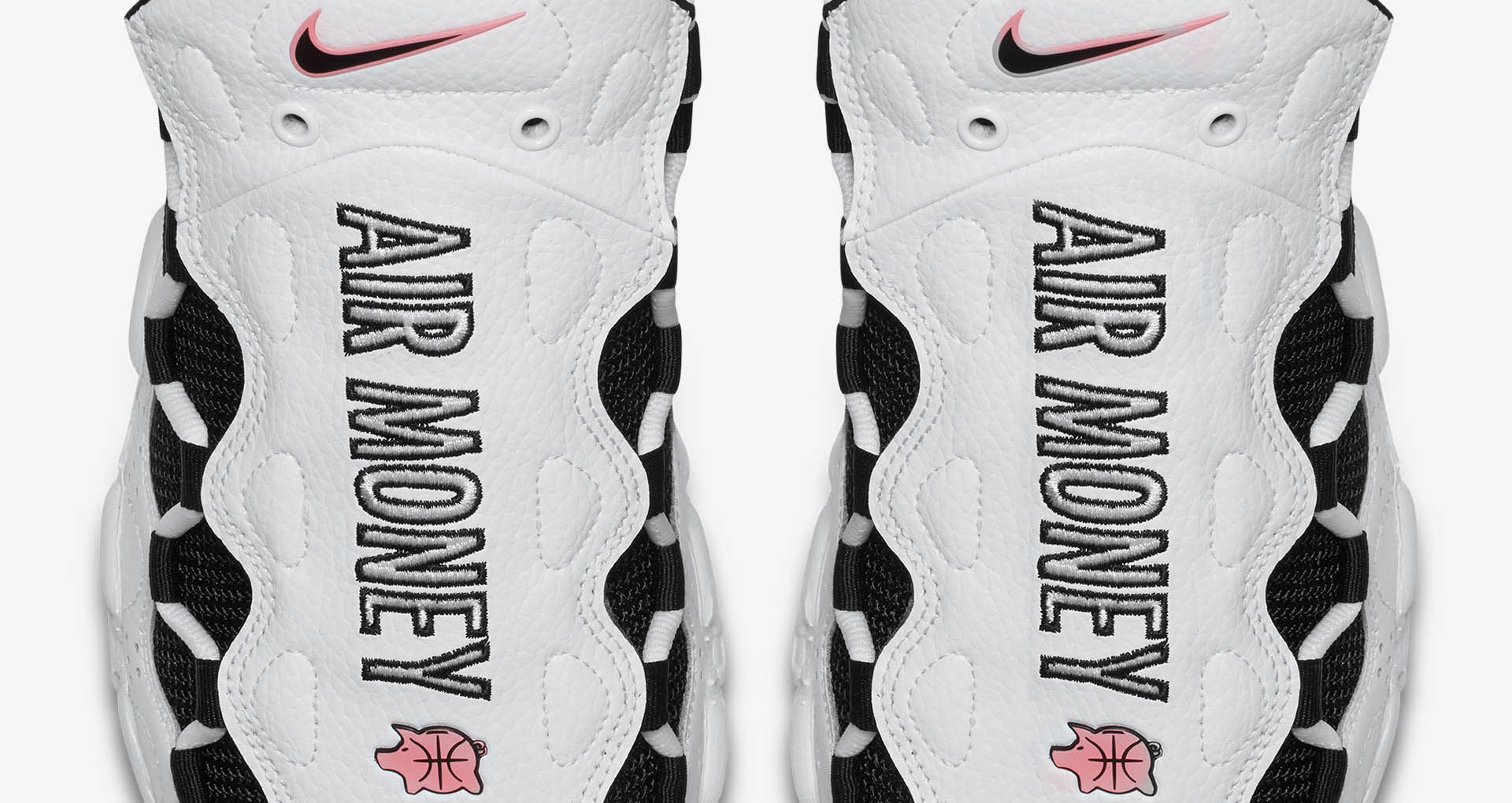 nike air more money white black coral