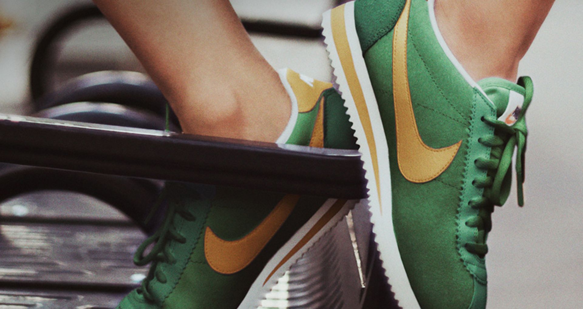 nike cortez yellow green