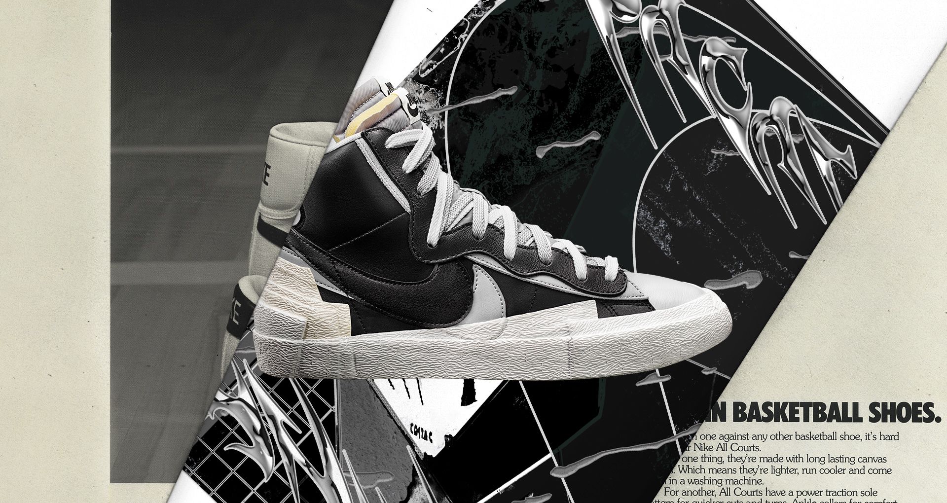 sacai x Nike Blazer Mid 'Black/Wolf Grey' Release Date. Nike SNKRS SG
