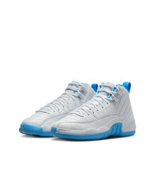 Big Kids' Air Jordan 12 'White and University Blue' (153265-112)