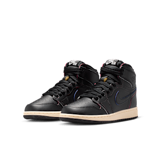Big Kid's Air Jordan 1 High OG 'Black and Muslin' (FD1437-002)