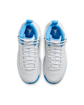 Big Kids' Air Jordan 12 'White and University Blue' (153265-112)