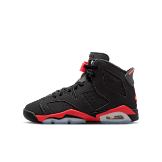 Big Kids' Air Jordan 6 Retro 'Infrared Salesman' Black and Light Crimson (IQ1275-001)