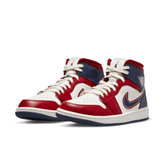 วันเปิดตัว Air Jordan 1 Mid SE ผู้หญิง 'Gym Red and Midnight Navy' (DQ7648-600)
