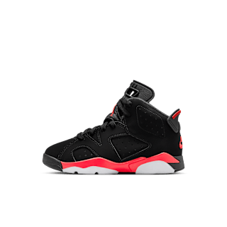 Little Kids' Jordan 6 Retro 'Infrared Salesman' Black and Light Crimson (IQ1277-001)