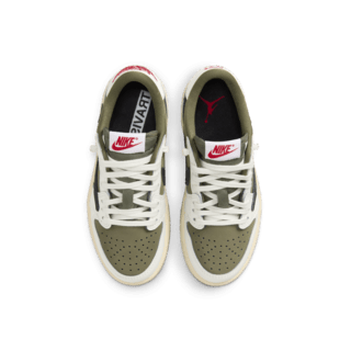 Fecha de lanzamiento del Air Jordan 1 Low x Travis Scott "Reverse Olive" para niños de preescolar (DO5442-200)