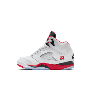 Little Kids' Jordan 5 'Fire Red' "Black Tongue" (HQ7979-101)