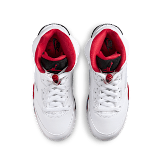 Big Kids' Air Jordan 5 'Fire Red' "Black Tongue" (HQ7980-101)