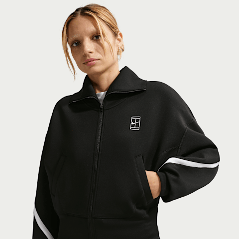 Женская куртка Nike Advantage Dri-FIT Full-Zip Tennis Jacket, цвет: Чёрный / Белый