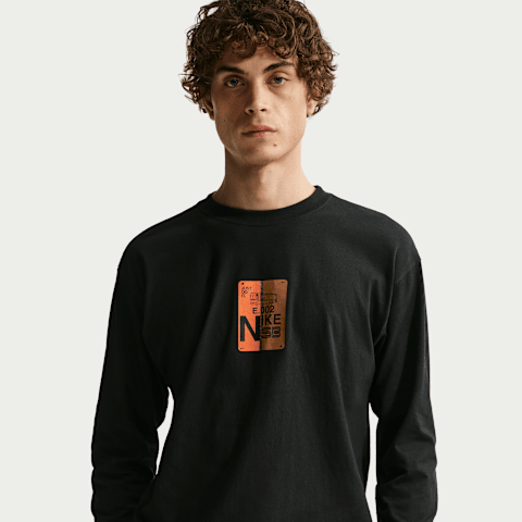 Футболка для скейтбординга Nike SB свободного кроя с длинным рукавом, цвет: Чёрный / Оранжевый