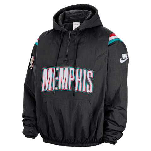 Мужское худи Nike Therma-FIT NBA Memphis Grizzlies Hardwood Classics на молнии 1/2, цвет: Чёрный