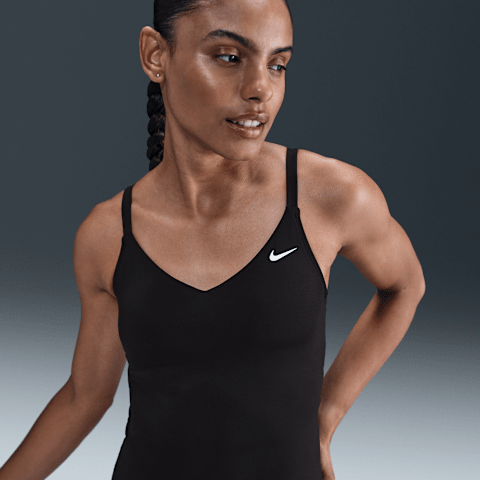 Купальник Tankini, V-образный вырез — Nike, цвет: Чёрный