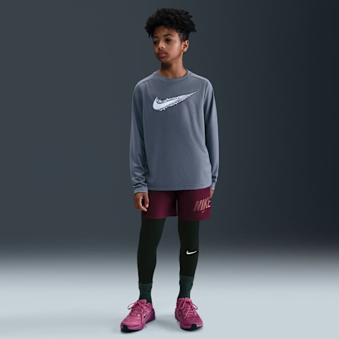 Детские тайтсы для мальчиков Nike Pro Dri-FIT, цвет: Чёрный / Белый