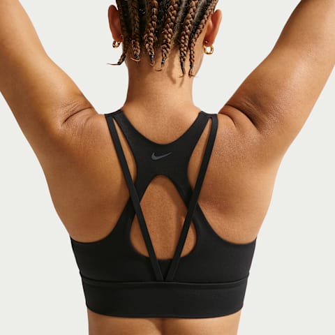 Спортивное бра Zenvy Longline, уплотнённая чашка — Nike, цвет: Чёрный / Холодный серый