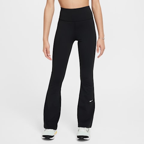 Детские расклешённые леггинсы для девочек Nike One Dri-FIT, цвет: Чёрный / Белый