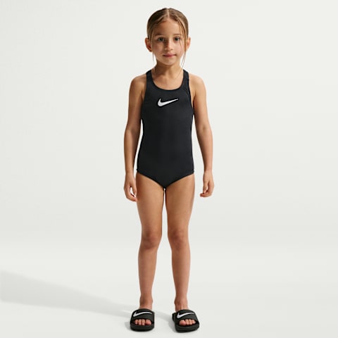 Купальник Kid's для детей, борцовская спина — Nike, цвет: Чёрный / Белый