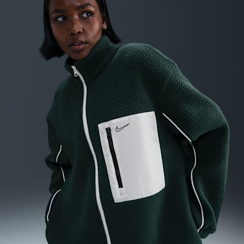 Женская куртка Nike Sportswear Full-Zip High-Pile Fleece, цвет: Молочный