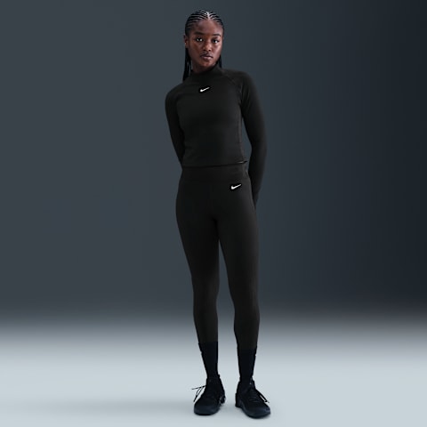 Женские леггинсы Nike Pro High-Waisted, цвет: Чёрный / Белый
