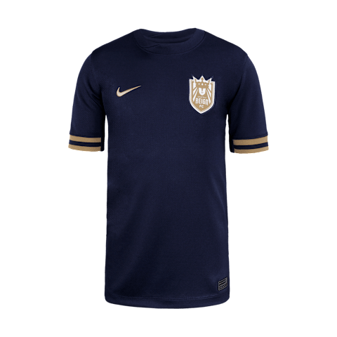 Детский топ Nike Seattle Reign FC 2025 Stadium Away Dri-FIT Nwsl Replica Jersey, цвет: Синий / Золотой
