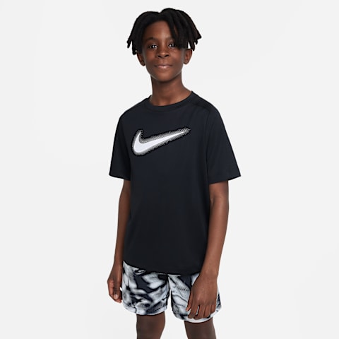 Топ Nike Multi Dri-FIT Graphic Training Top для мальчиков, цвет: Чёрный / Белый
