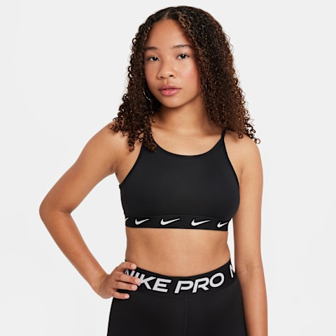 Детский спортивный бра для девочек Nike One, цвет: Чёрный / Белый
