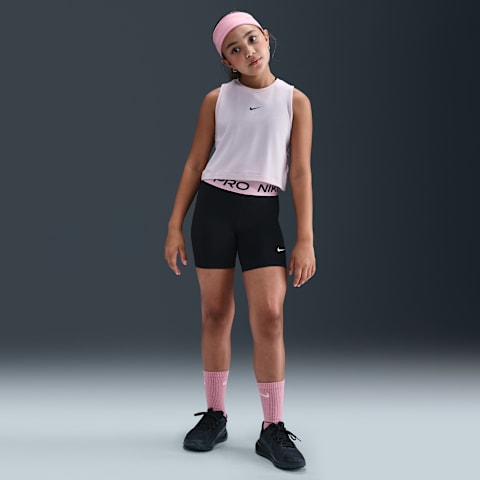 Шорты Nike Pro Dri-FIT 5" Shorts для девочек, цвет: Чёрный / Розовый