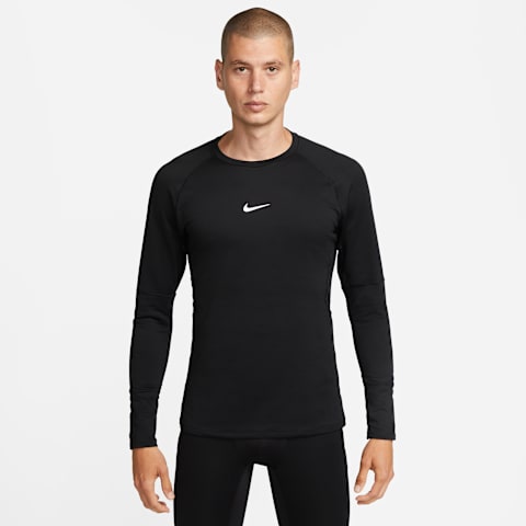 Мужской утеплённый топ Nike Pro Warm с длинным рукавом, цвет: Чёрный / Белый