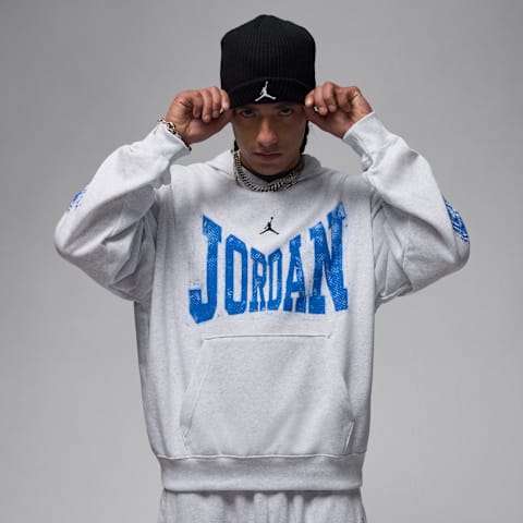 Мужское худи Jordan Brooklyn Collegiate Pullover, цвет: Берёзовый меланжевый / Чёрный