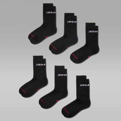 Носки Jordan Everyday высокие, 6 пар, цвет: Чёрный / Красный