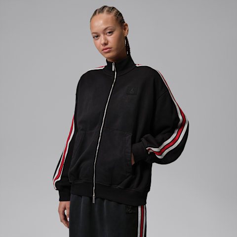 Женская куртка Jordan Flight Fleece из махры на молнии, цвет: Чёрный / Серый