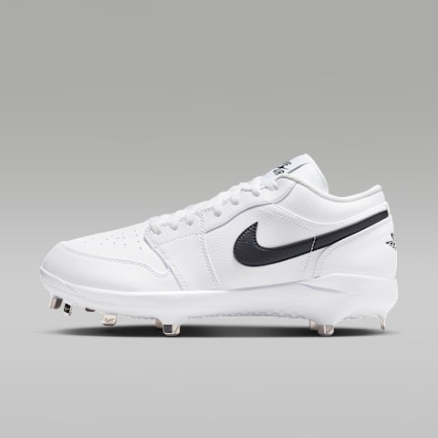 Мужские бутсы Jordan 1 Retro Low Metal Baseball Cleats, цвет: Белый / Чёрный