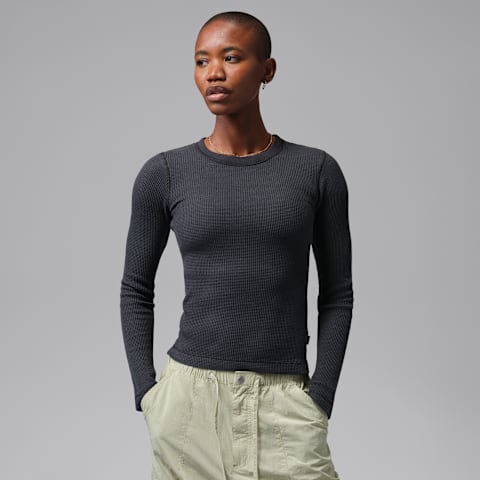 Женский топ Jordan Flight Long-Sleeve Waffle, цвет: Чёрный