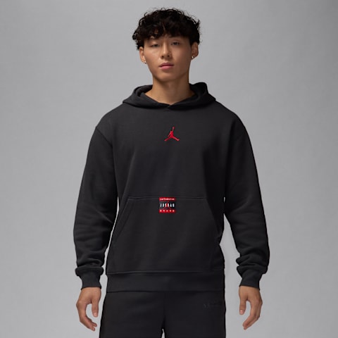 Мужское худи Jordan Brooklyn Fleece Pullover, цвет: Почти чёрный / Красный