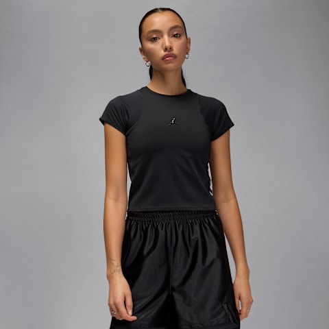 Женская футболка Jordan Sport Flightweight Dri-FIT с коротким рукавом, цвет: Чёрный / Тёмный теневой
