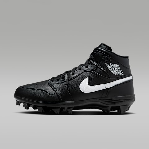 Мужские бутсы Jordan 1 Mid TD Football Cleat, цвет: Чёрный / Белый