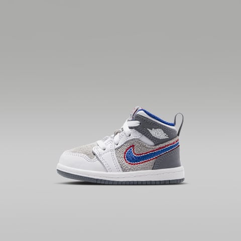 Детские кроссовки Jordan 1 Mid SE "Hare" Shoes, цвет: Серый / Красный