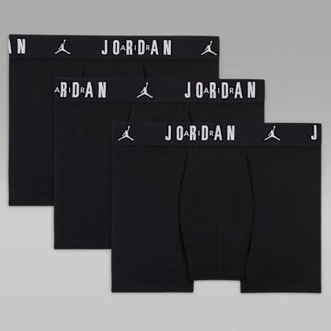 Детские трусы-боксеры Jordan Cotton Core, набор из 3 шт, цвет: Чёрный