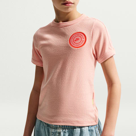 Топ Nike Sportswear Short-Sleeve Rib для девочек, цвет: Оранжевый