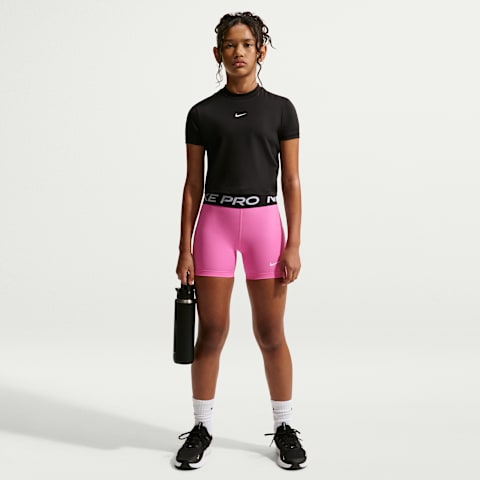 Шорты Nike Pro Dri-FIT 3" для девочек, цвет: Розовый / Белый