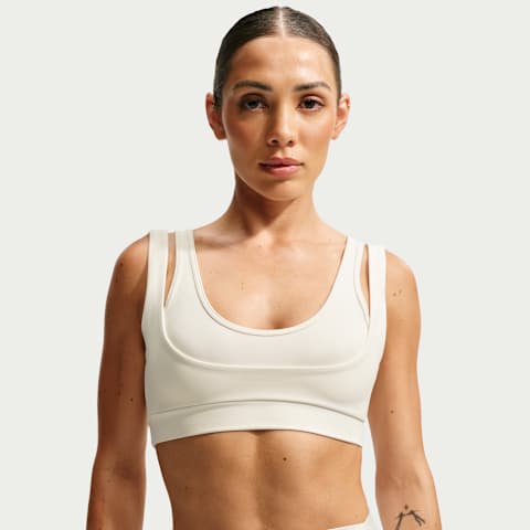 Женский бюстгальтер NikeSKIMS Matte с двойными бретелями и круглым вырезом, цвет: Слоновая кость