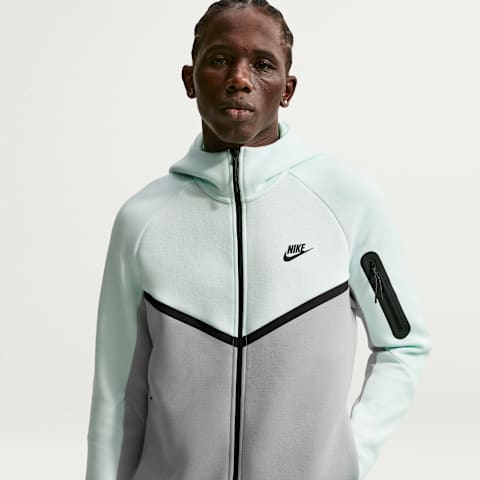 Мужская куртка Nike Tech Fleece Windrunner Full-Zip, цвет: Зелёный / Серебряный